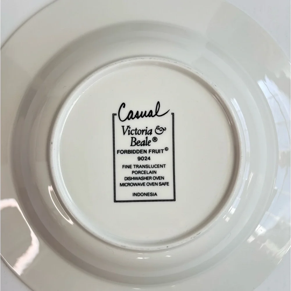 VTG 1995‎ Victoria Beale Porcelain Forbidden Fruit Soup Salad Bowls 8–5/8” set 4